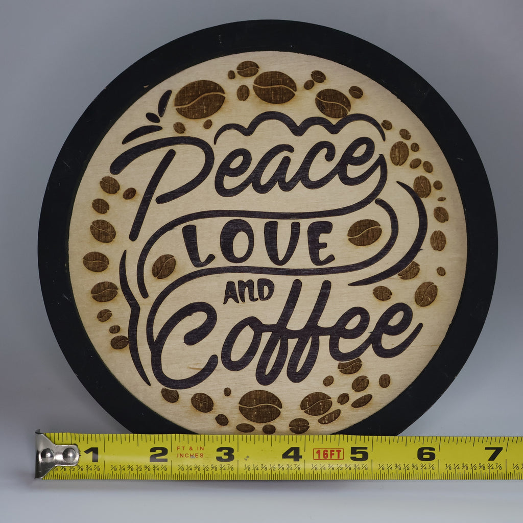Peace, Love, Coffee Wooden Sign