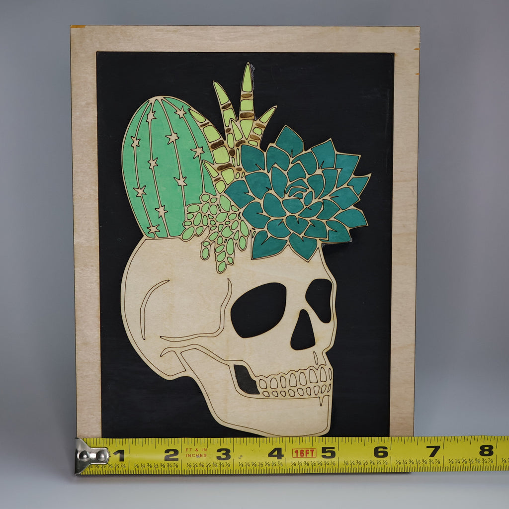 Succulent Skull Wooden Sign