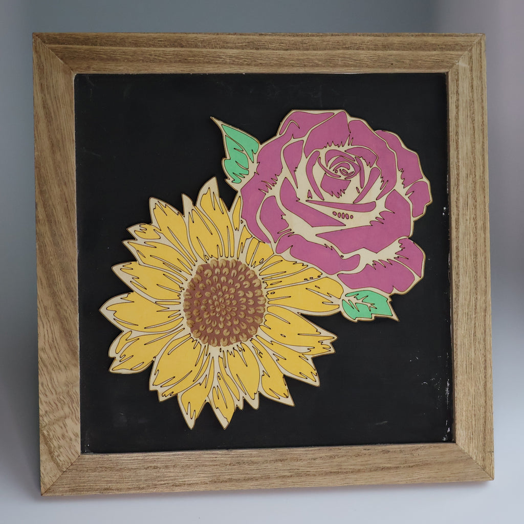 Rose and Sunflower Wooden Sign
