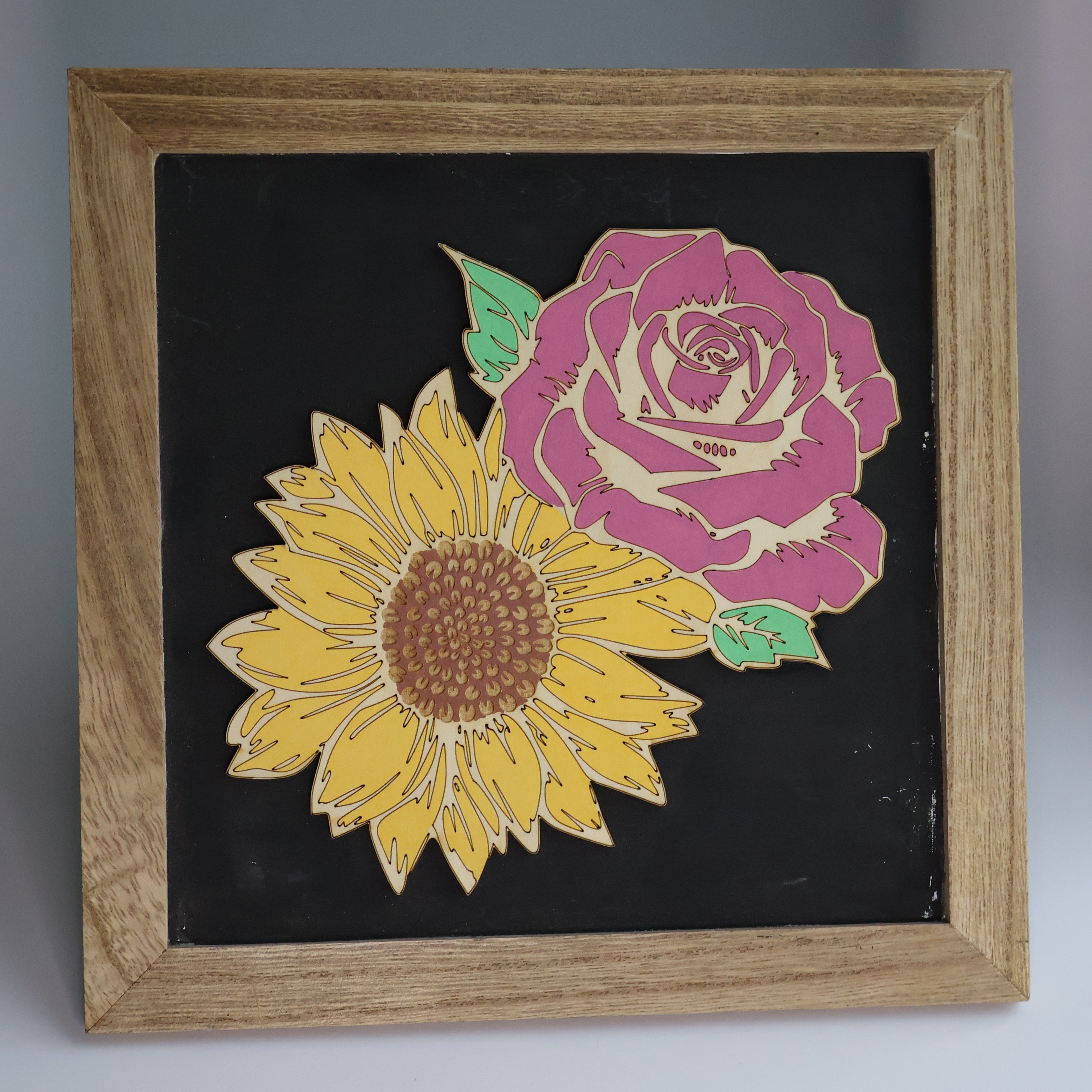 Rose and Sunflower Wooden Sign