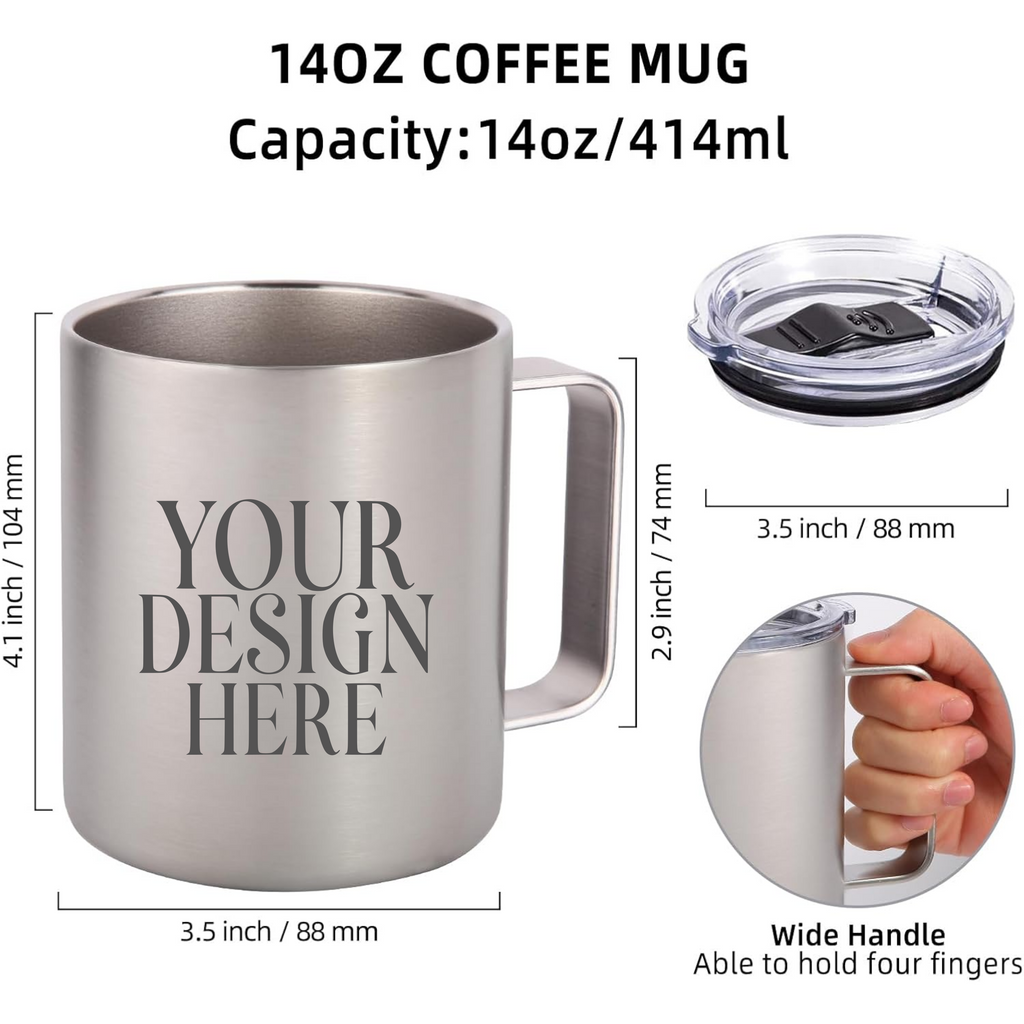 Custom Insulated Stainless Steel Coffee Mug 14oz