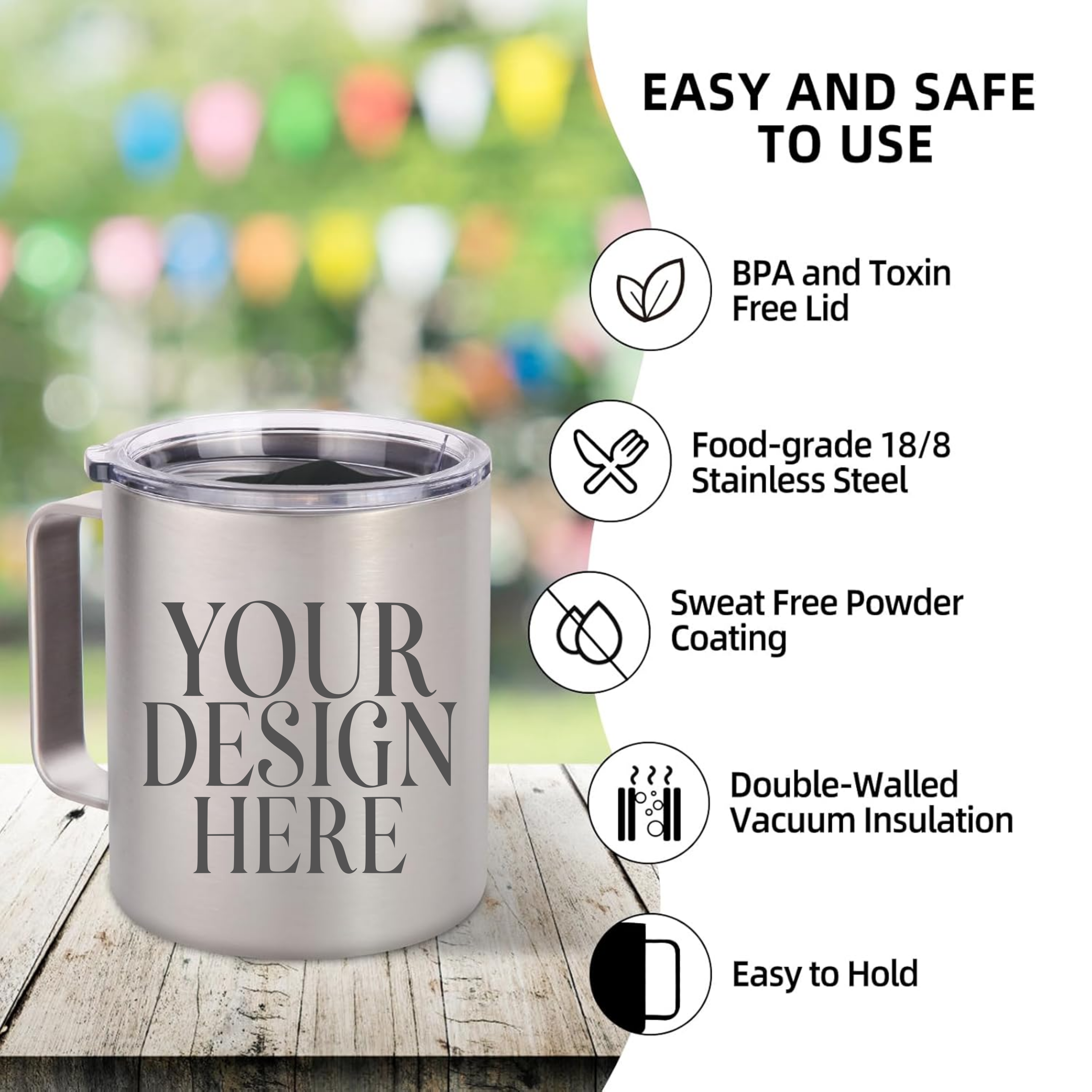 Custom Insulated Stainless Steel Coffee Mug 14oz