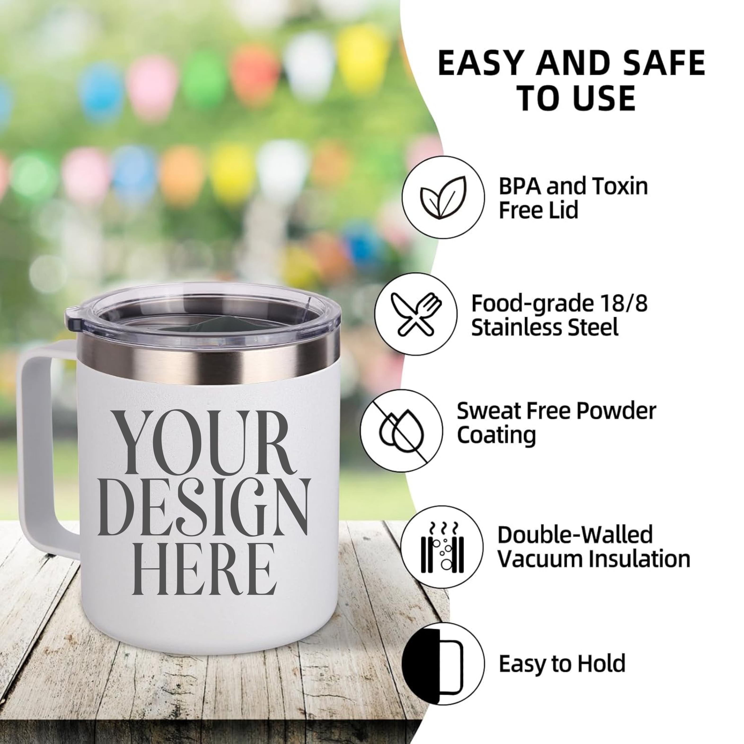 Custom Insulated Stainless Steel Coffee Mug 14oz